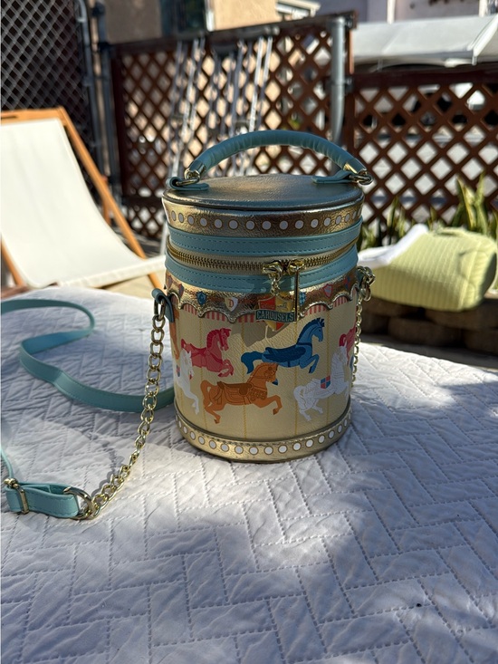 Loungefly Handbags - Loungefly Carousel Horse Round Crossbody Bag - Teal Trim with Gold Hardware